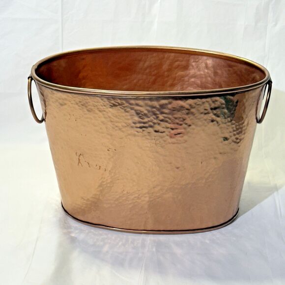 Copper Coated Stainless Steel Oval Bucket w/ Hammered Finish ~ Baja Collection - Picture 3 of 7